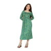 24sevenkid Green Print Long Sleeve Maxi Dress