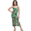 24sevenkid Green Ruffle Spaghetti Strap Maxi Dress