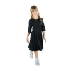 24sevenkid Knee Length Fit And Flare Comfortable Party Dress In Black