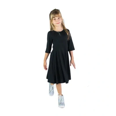 24sevenkid Knee Length Fit And Flare Comfortable Party Dress In Black