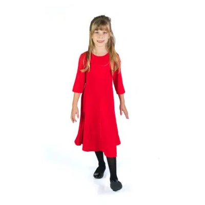 24sevenkid Knee Length Fit And Flare Comfortable Party Dress In Red