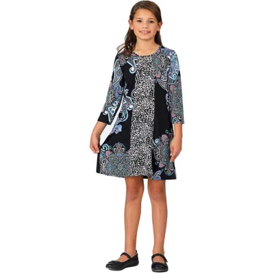 24sevenkid Long Sleeve Knee Length Dress In Multi