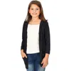 24sevenkid Open Front Long Sleeve Pocket Cardigan In Black