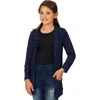 24sevenkid Open Front Long Sleeve Pocket Cardigan In Navy