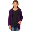 24sevenkid Open Front Long Sleeve Pocket Cardigan In Purple