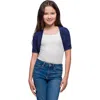 24sevenkid Open Front Short Sleeve Cropped Bolero Shrug In Blue