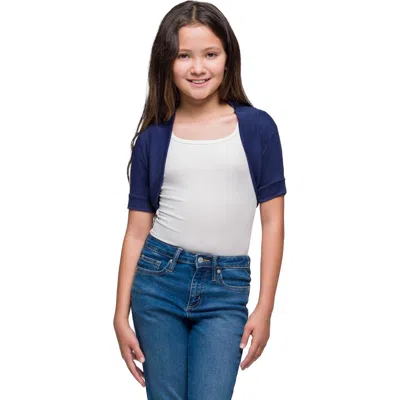 24sevenkid Open Front Short Sleeve Cropped Bolero Shrug In Blue