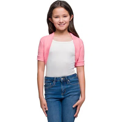 24sevenkid Open Front Short Sleeve Cropped Bolero Shrug In Pink