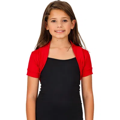 24sevenkid Open Front Short Sleeve Cropped Bolero Shrug In Red