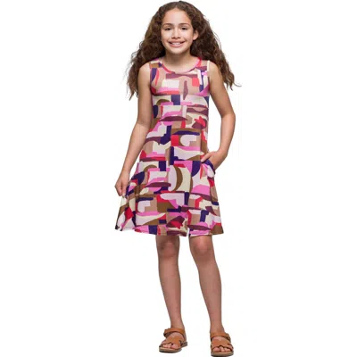 24sevenkid Patchwork Print Sleeveless Pockets Dress In Multi
