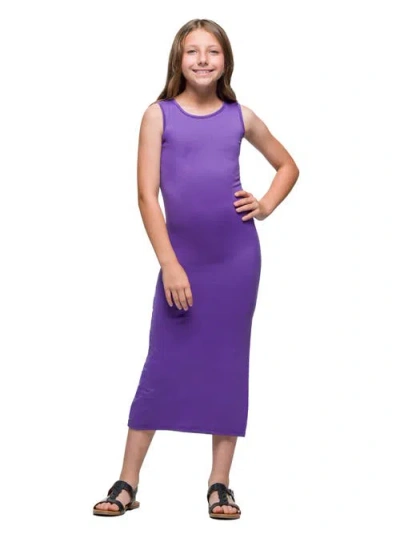 24sevenkid Side Slit Maxi Dress In Purple
