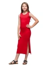 24sevenkid Side Slit Maxi Dress In Red