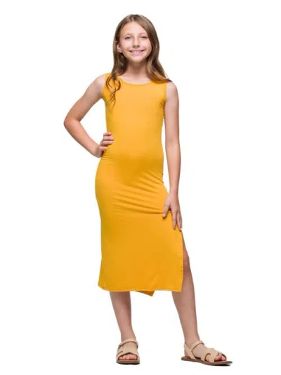 24sevenkid Side Slit Maxi Dress In Yellow