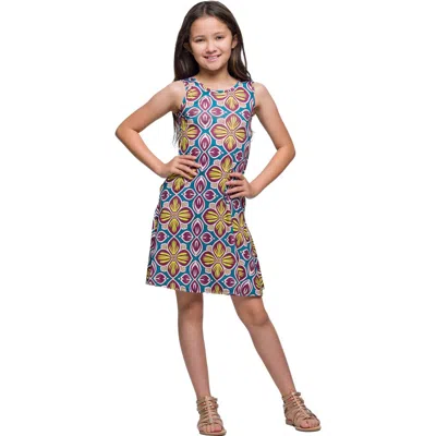 24sevenkid Sleeveless Knee Length A-line Floral Print Pocket Dress In Multi