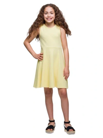 24sevenkid Sleeveless Knee Length Fit And Flare Dress In Yellow