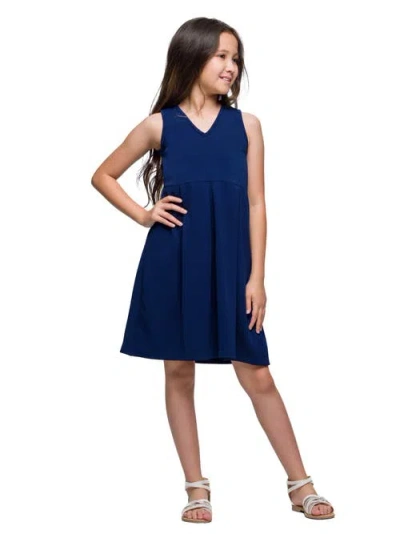 24sevenkid Sleeveless Pleated Party Dress In Blue