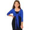 24sevenkid Tie Front Cropped Cardigan Shrug In Blue