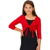 24sevenkid Tie Front Cropped Cardigan Shrug In Red