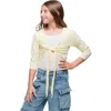24sevenkid Tie Front Cropped Cardigan Shrug In Neutral