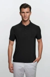 24sevenmen Wrinkle Resistant 3 Button Polo Shirt In Black