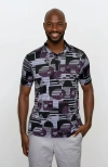 24sevenmen Wrinkle Resistant 3 Button Retro Purple Polo Shirt In Purple