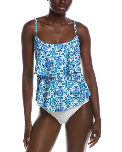 24th & Ocean 24th And Ocean Beachside Tile Tankini Top In Blue