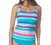 24th & Ocean Criss Cross Tankini Top In 24o Samba Stripe In Multi