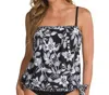 24th & Ocean East Coast Bandeau Blouson Tankini Top In Black/white In Multi