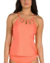 24th & Ocean 24th And Ocean Solid Tankini Top In Orange