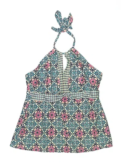 Pre-owned 24th & Ocean Swimsuit Top Teal Paisley Pattern Swimwear