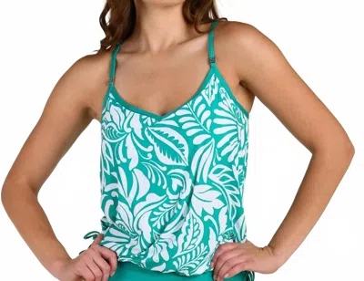24th & Ocean Underwire V-neck Blouson Tankini Top In Ornate Emerald In Green