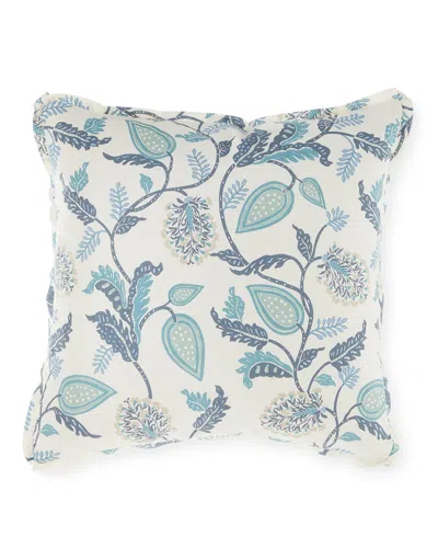 25 Mackenzie Lane Spa Bird Floral Pillow, 22"sq. In Blue