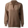 25 Union Women's Brown Pollo Collar Detail Oversized Jumper Caramel In Brown