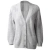 25 Union Women's Grey V-neck Relaxed Cardigan From Fluffy Yarn Feathers In Gray In Grey