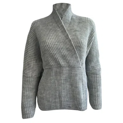 25 Union Women's Grey Wool V-neck Sweater Kimono Style