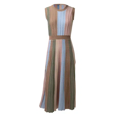25 Union Women's Knitted Midi Dress Estel Colorblock In Brown
