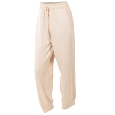 25 Union Women's Neutrals Cuffed High Waisted Tapered Jogger Trousers Cream In White