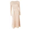 25 Union Women's Neutrals Knitted Belted V-neck Midi Dress Stephanie Cream In Neutral