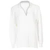 25 Union Women's Pollo Collar Detail Oversized Jumper White In White
