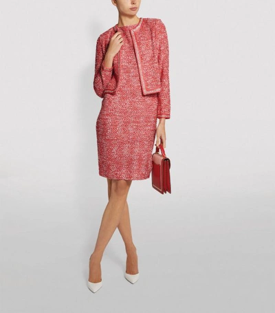St John Women's Marled Space Dyed Tweed Knit Jacket In Coral Multi