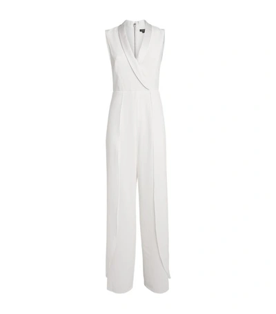 Alice And Olivia Bebe Split Sleeveless Shawl-collar Jumpsuit In Off White