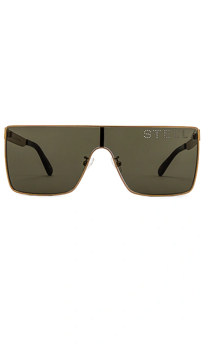 Stella Mccartney Conic Rimless Flat Top 선글라스 In Shiny Vintage Gold & Green