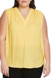 Vince Camuto Plus Size V-neck Sleeveless Blouse In Primrose Yellow