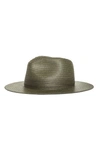 Rag & Bone Packable Straw Fedora Hat In Army Green