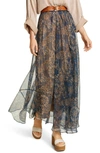 BRUNELLO CUCINELLI FLORAL PRINT SILK CHIFFON MAXI SKIRT,MH154G2915-201