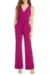 Vince Camuto Tie Front Wide Leg Jumpsuit In Magenta