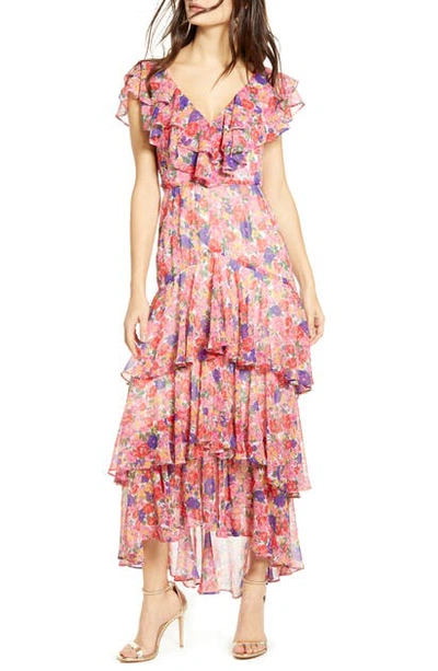 Wayf Chelsea Tiered Ruffle Maxi Dress In Rainbow Carnations