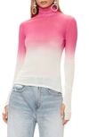 Afrm Zadie Semi Sheer Turtleneck In Pink Ombre