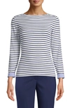 ANNE KLEIN STRIPE CONTRAST CUFF TOP,10762132