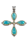 KONSTANTINO ASTRIA AQUAMARINE CROSS PENDANT,STKJ407-525